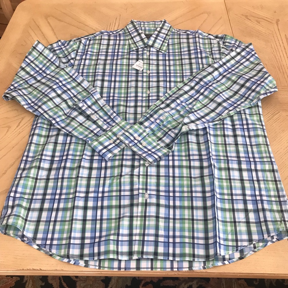 Neiman Marcus Men’s Long Sleeve Striped Shirt XL Green•Blue•White